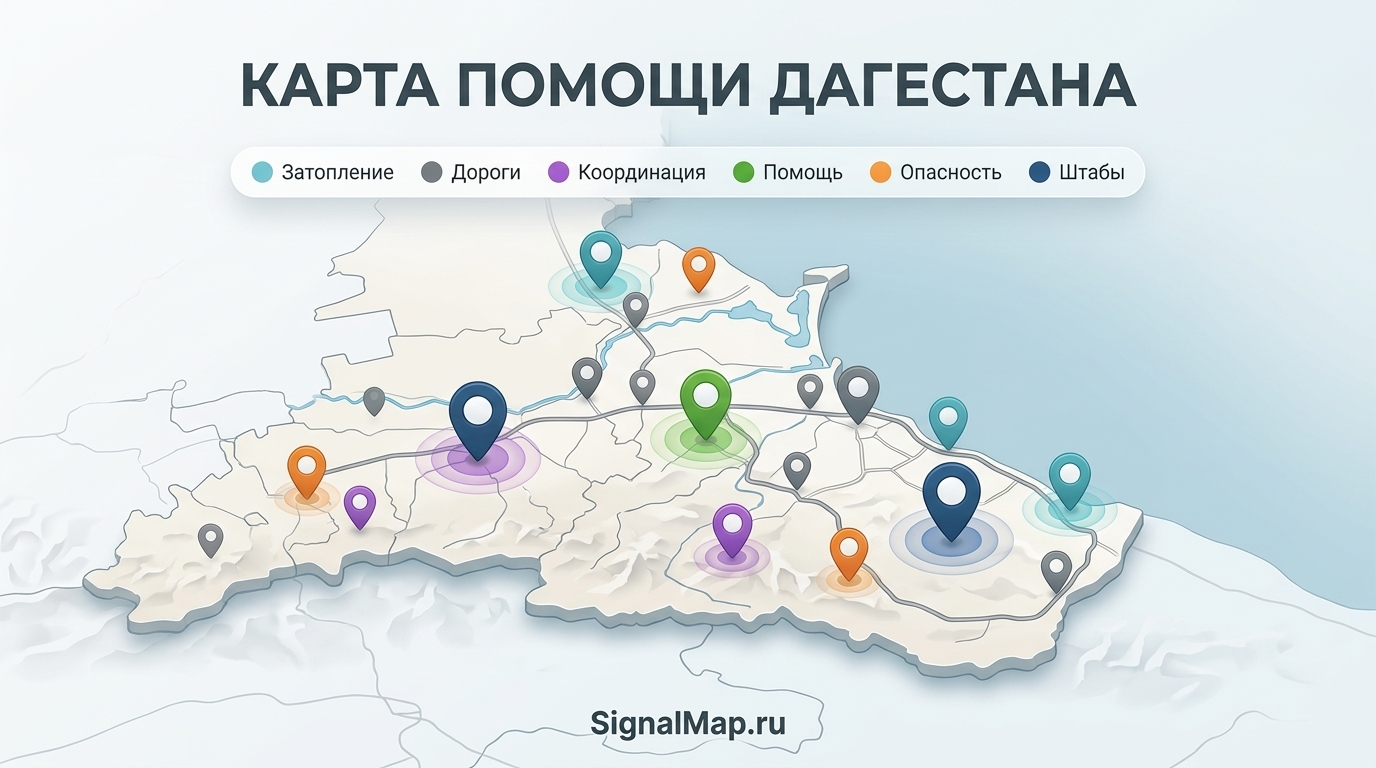 Карта помощи Дагестана — затопление 2026
